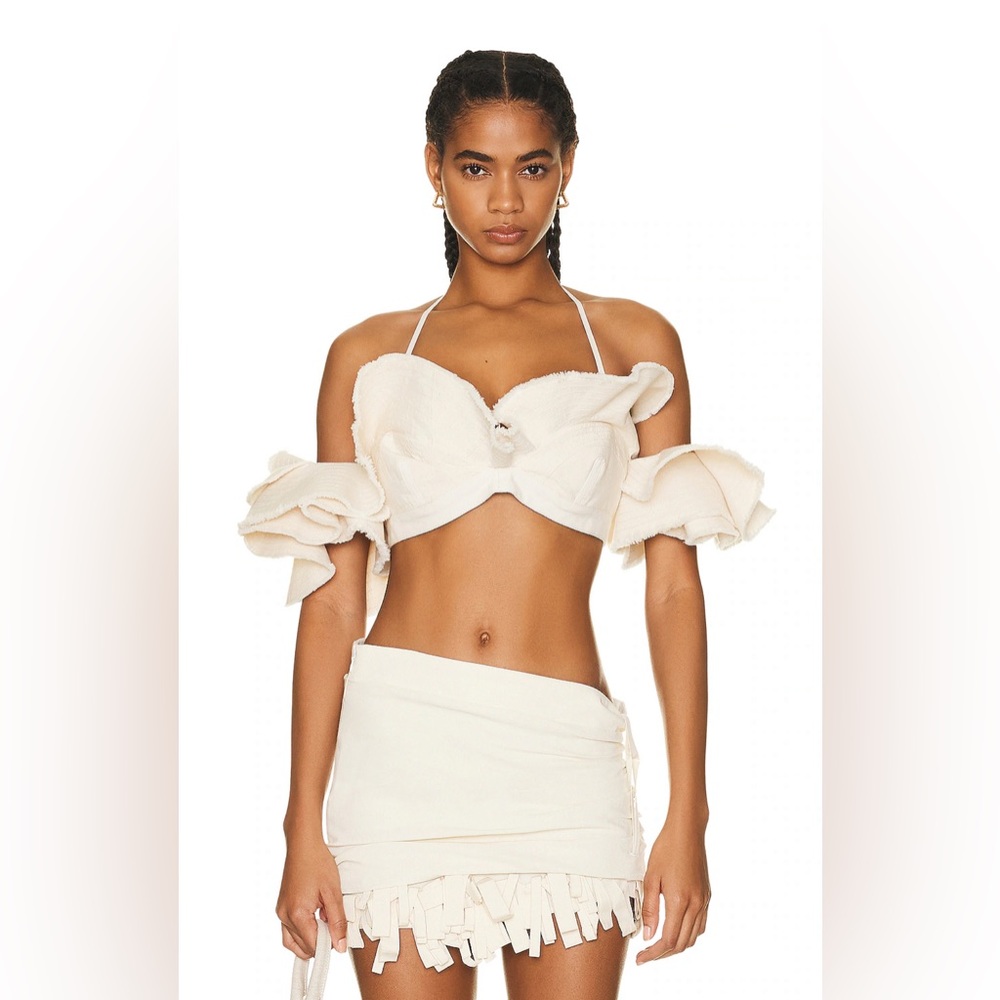 JACQUEMUS - La Brassiere Artichaut Canvas Ruffle Top